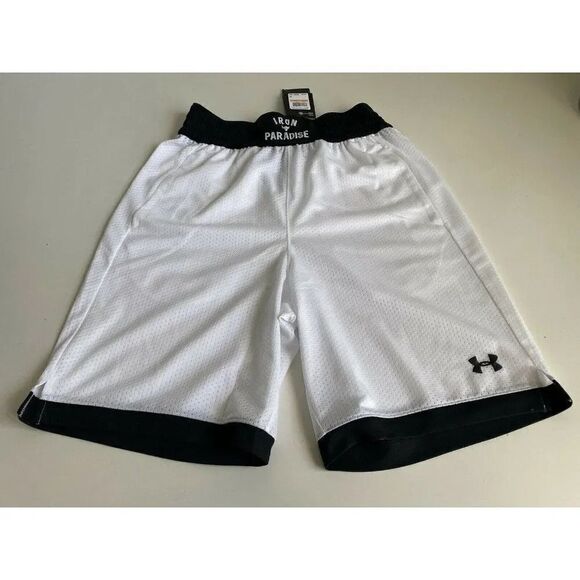 Under Armour Project Rock Men's Sz S Iron Paradise White Mesh Shorts 1361618 NEW - Picture 1 of 7
